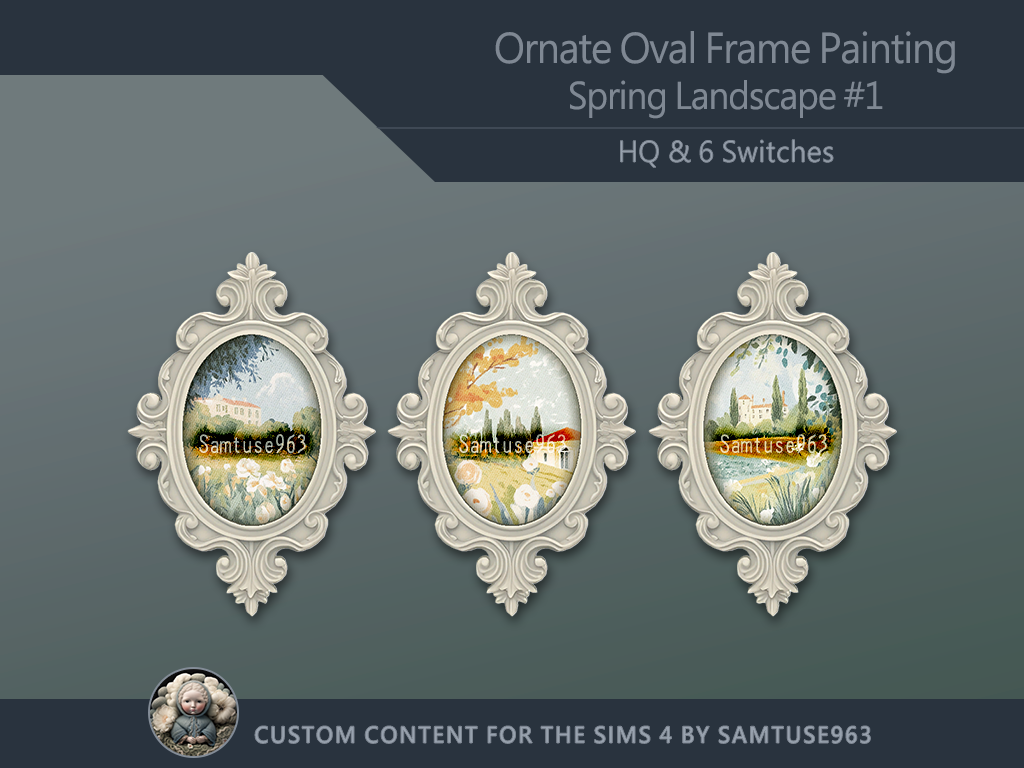 
HQ Ornate Oval Frame Painting Spring Landscape #1 Sellable Samtuse963