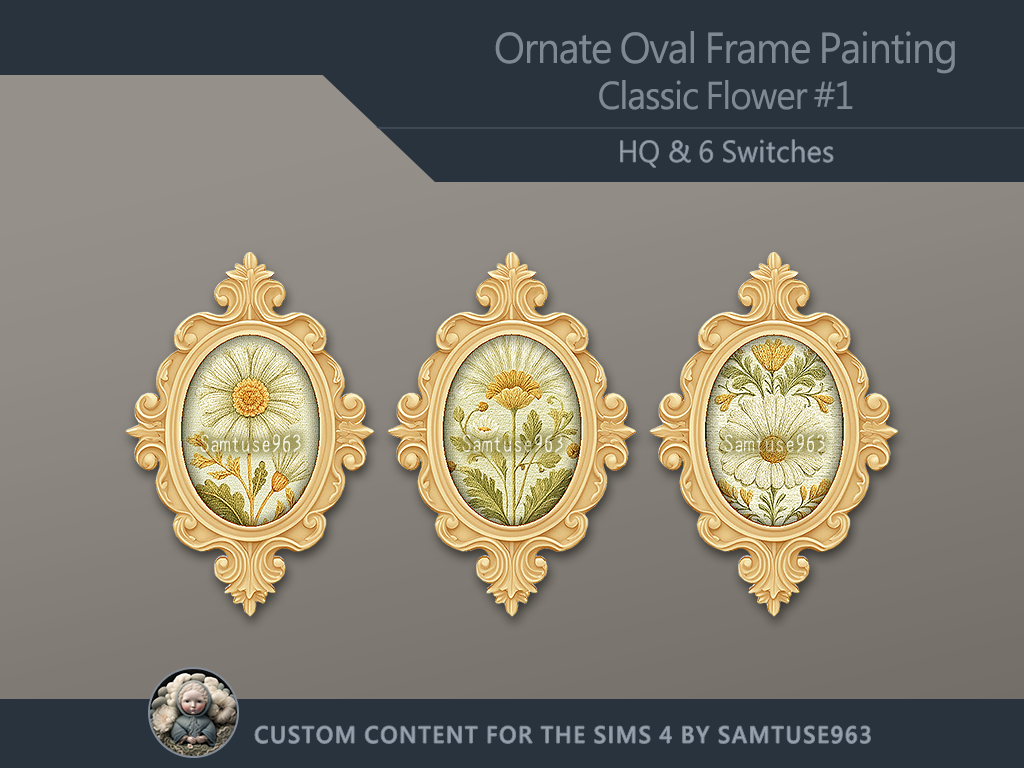 
HQ Ornate Oval Frame Painting Classic Flower #1 Sellable Samtuse963