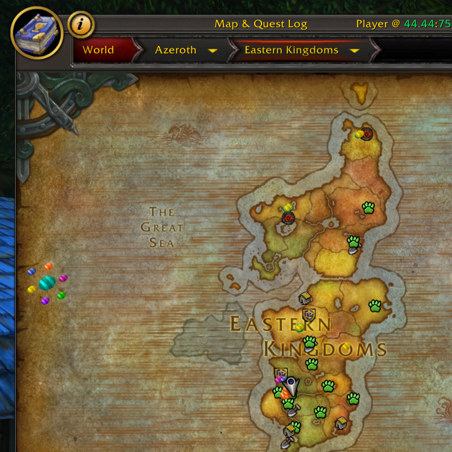 Thumbnail Look for a cluster of brightly coloured eggs on every continent map. This will be your go to!