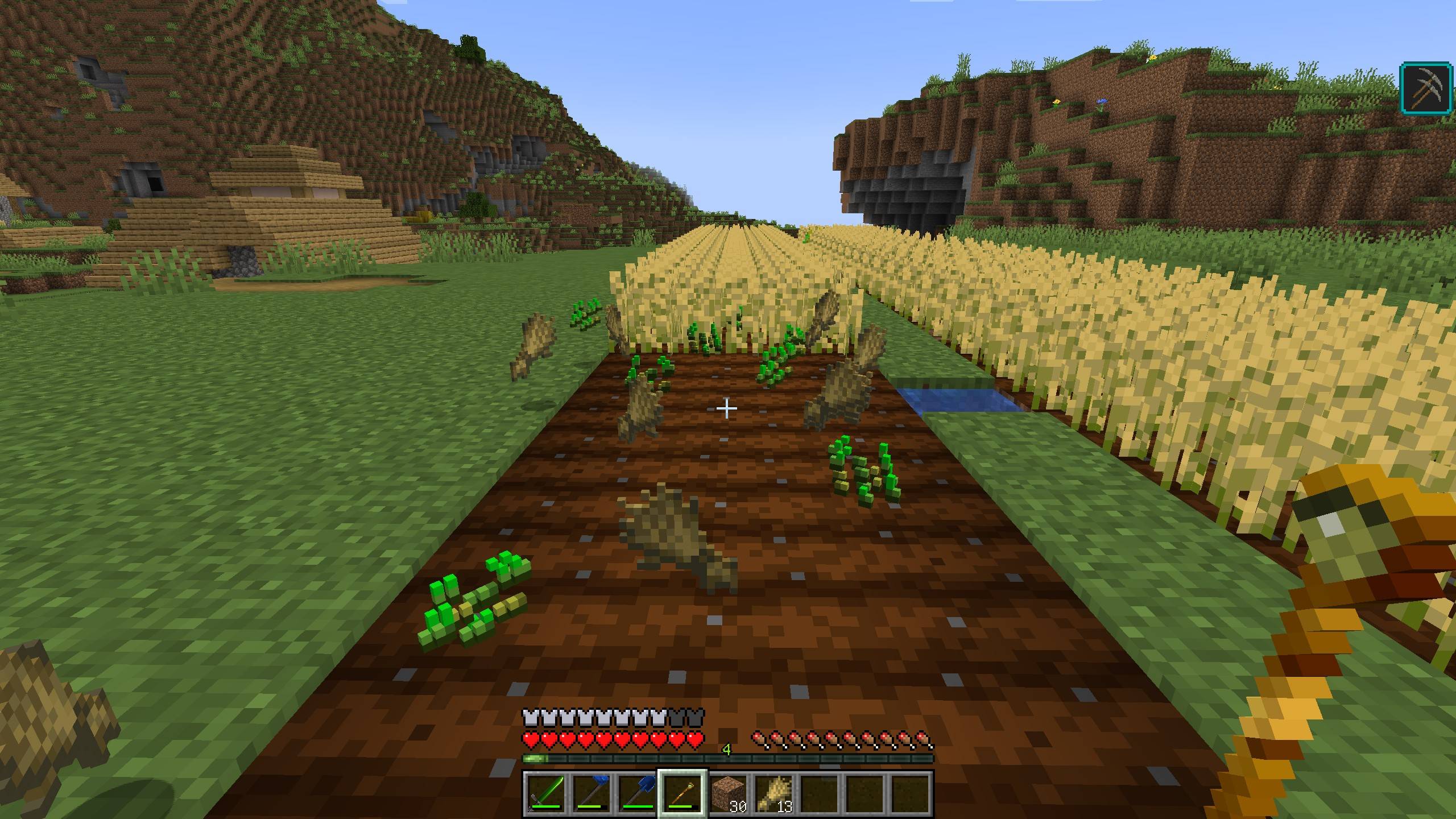 Thumbnail Harvesting made effortless! With the Planter's Staff in your hand, you can harvest a whole rectangular area, 3 blocks wide, with just one click. Say goodbye to tedious farming and hello to a full inventory in seconds!