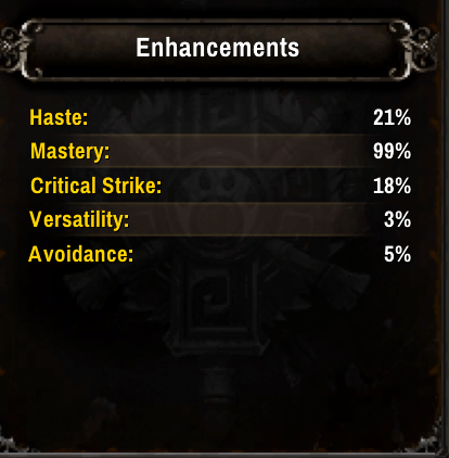 Thumbnail Rather than always showing the stats in the default order (Critical Strike, Haste, Mastery, Versatility, etc.), you can elect to change this order based on your class and specialization's stat priority or however else you see fit