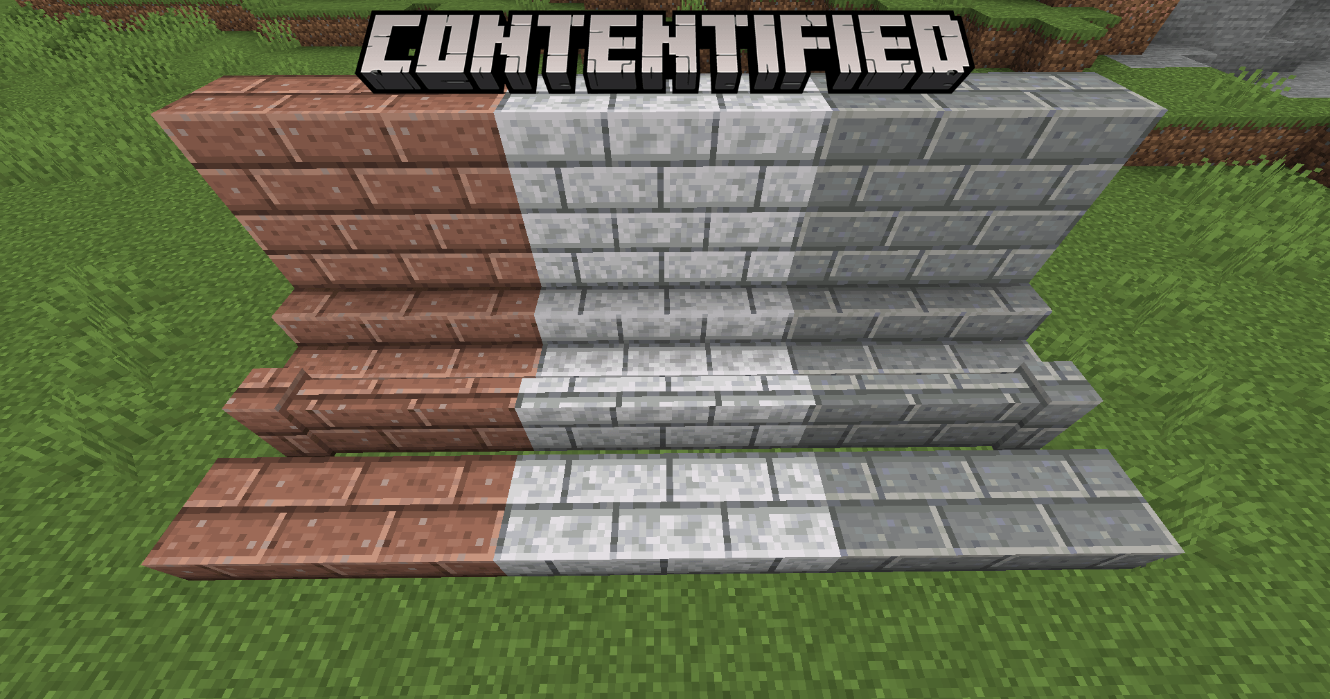 Thumbnail Granite, Diorite, and Andesite Bricks.
