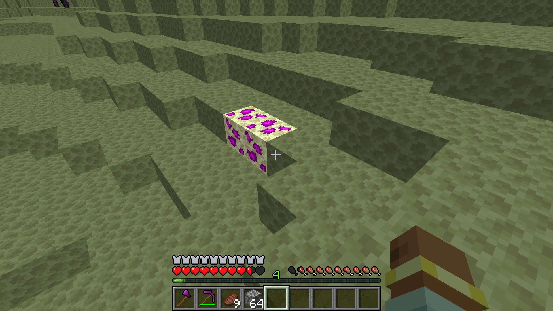 An image showcasing a normal playthrough and finding enderite on the end islands.