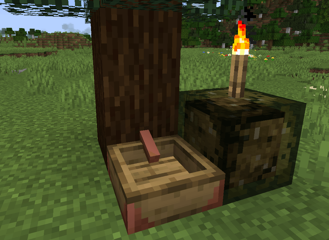Thumbnail Sap collected from a spruce tree can be turned into pitch. Pitch can be used in place of coal to make torches and campfires. Pitch blocks can be used in redstone contraptions, and will not stick to honey or slime.