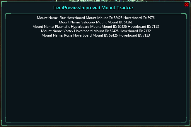 ItemPreview Improved: Mount Tracker Window