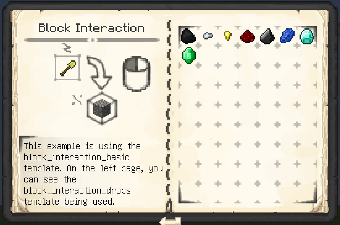 Block Interaction Basic & Block Interaction Drops example.