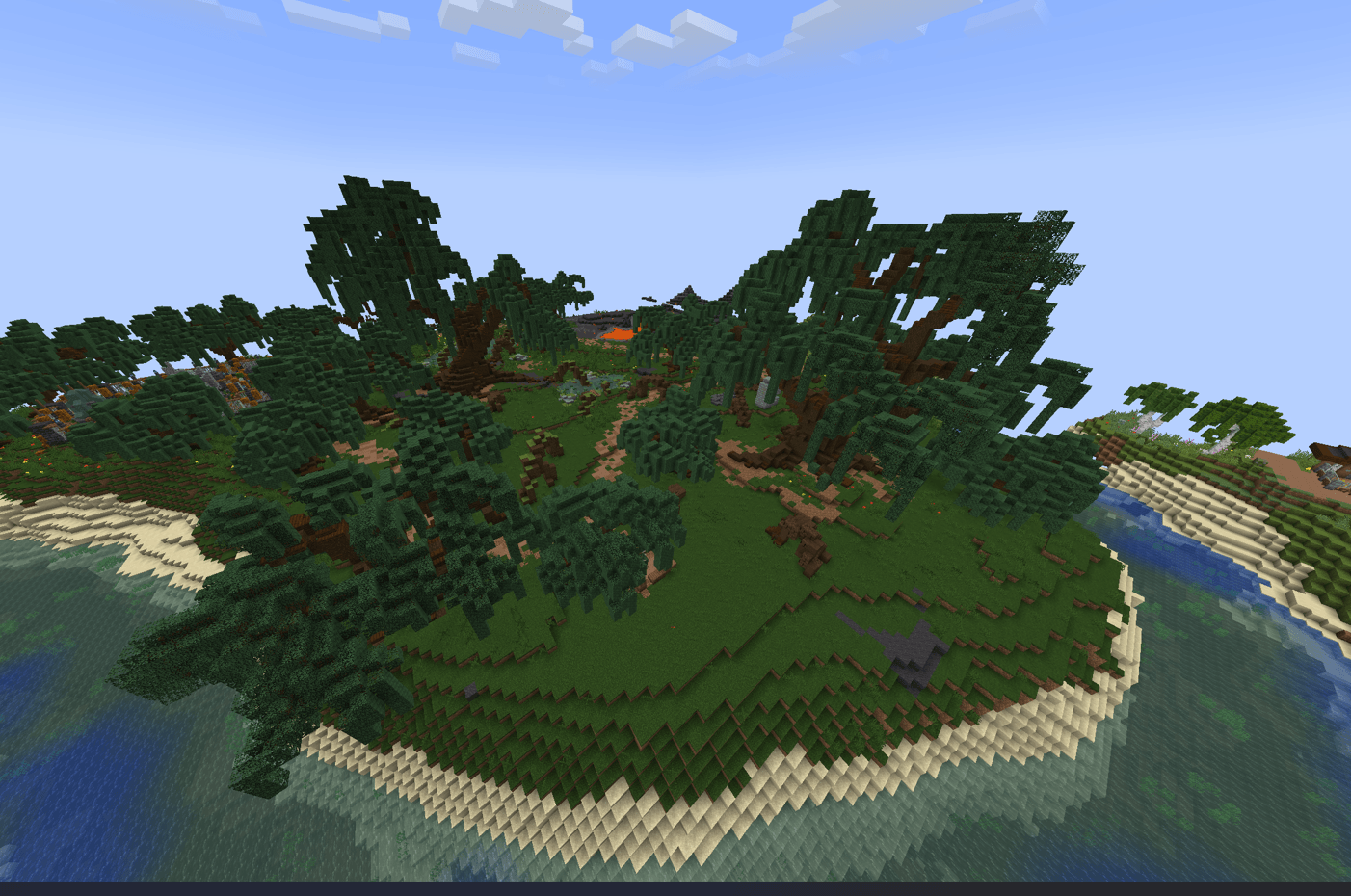 Thumbnail A beautiful, lush forest biome surrounded by water, perfect for exploration and building.