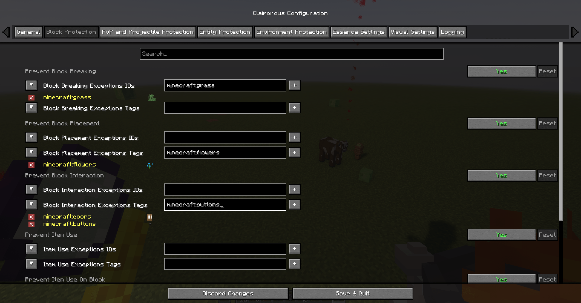 Block and Item Protection Config Screen