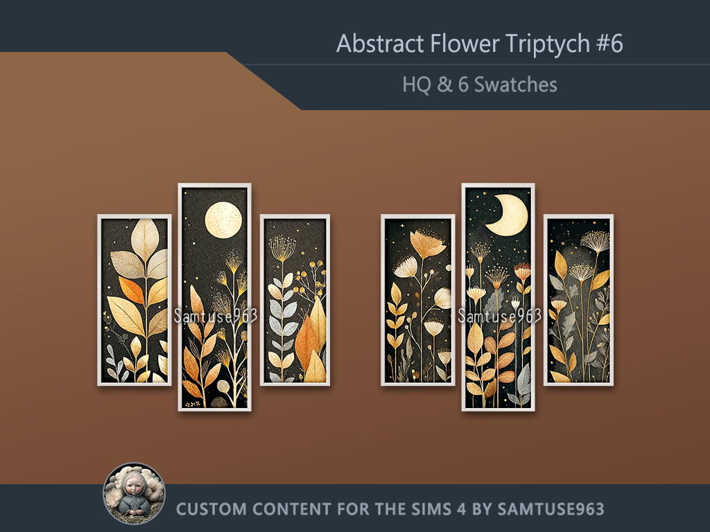  HQ Abstract Flower Triptych #6 Sellable Extra B Samtuse963