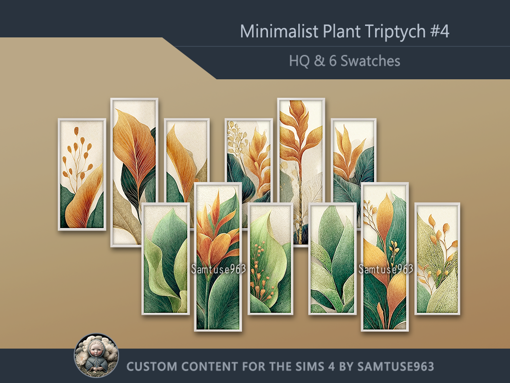 HQ Minimalist Plant Triptych #4 Sellable Extra B Samtuse963