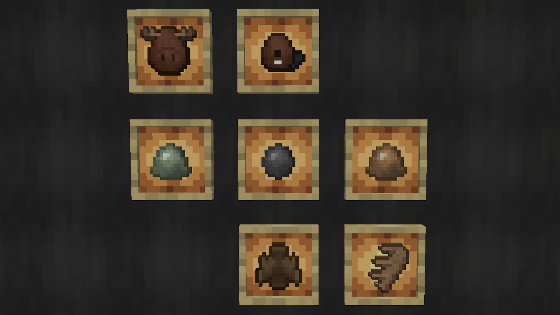 Thumbnail Moose and beaver spawn eggs. Sap, rubber (sap + fermented spider eye in cooking pot), and maple sap. Beaver pelts and moose antlers used to make powerful themed helmets.