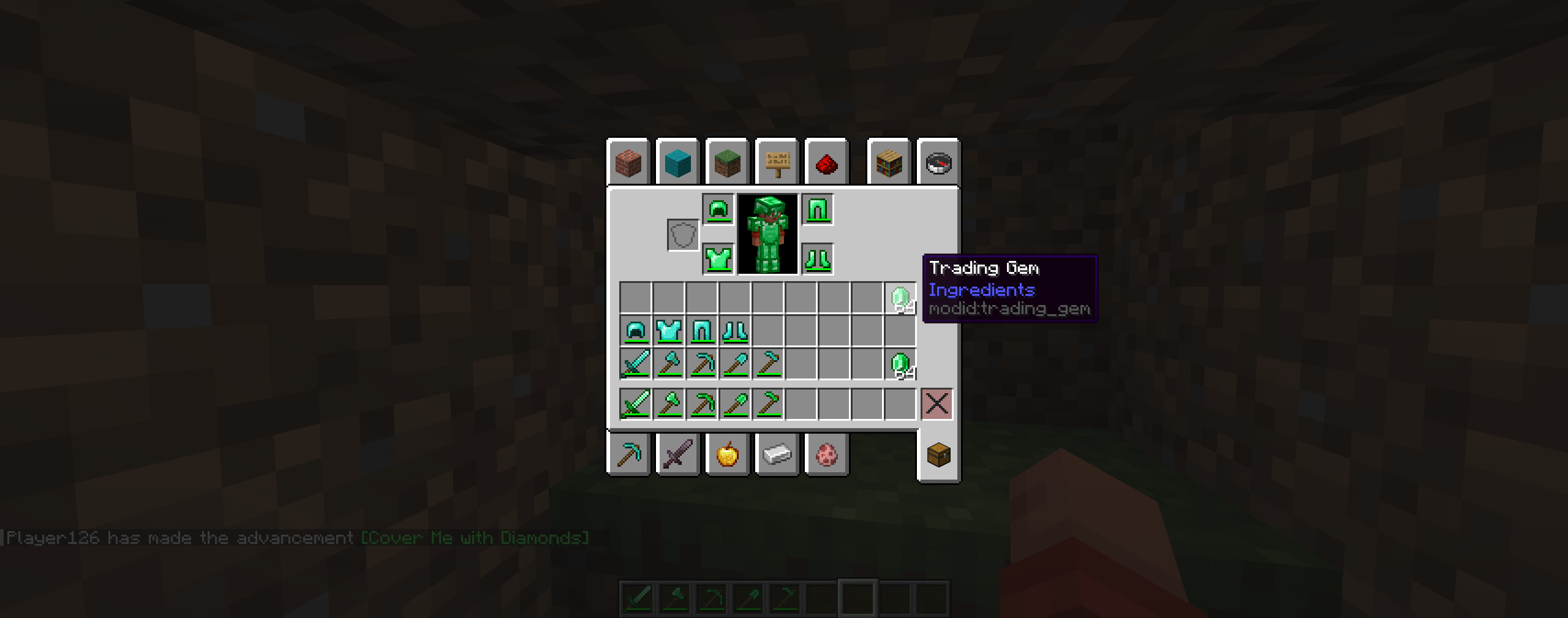 Thumbnail Here you can see the full set of Emerald Tools/Armour