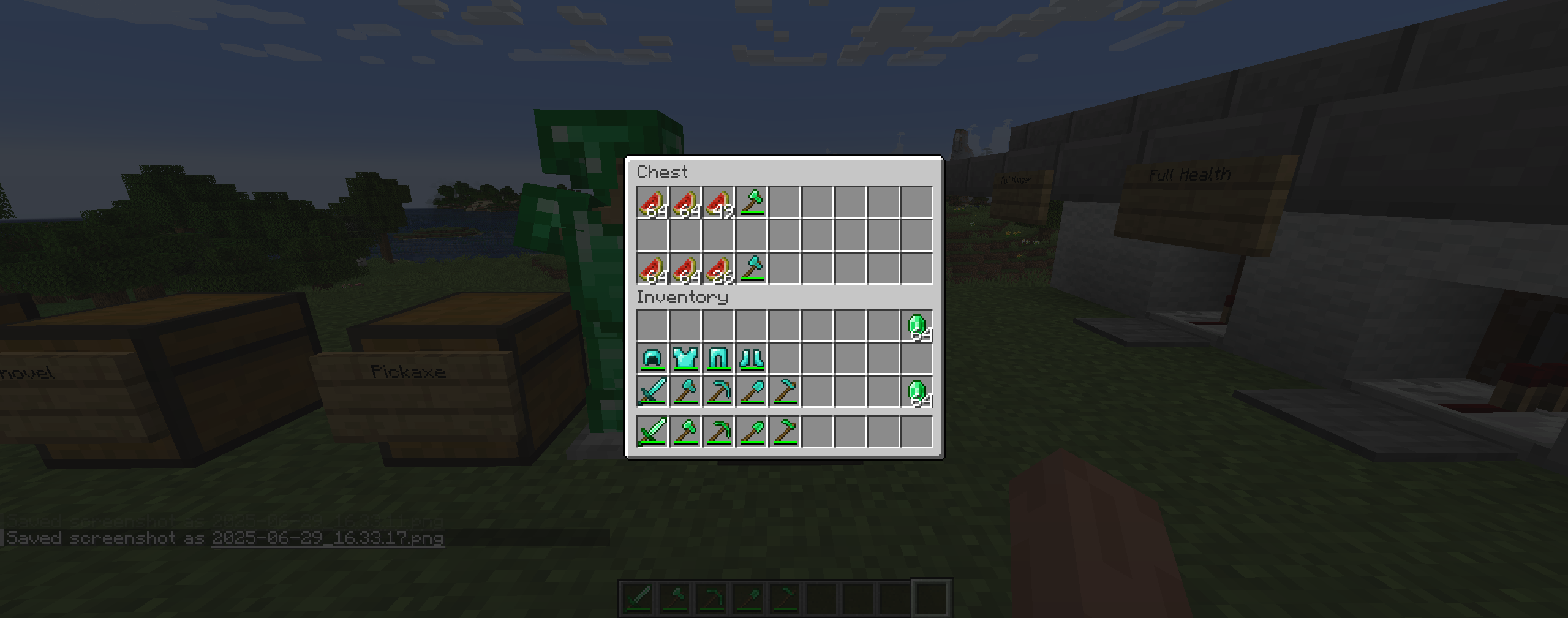 Thumbnail Here you can see the comparison between the Diamond Axe (no base Fortune) and the Emerald Axe (default low-level Fortune effect; no Fortune Enchantment applied)