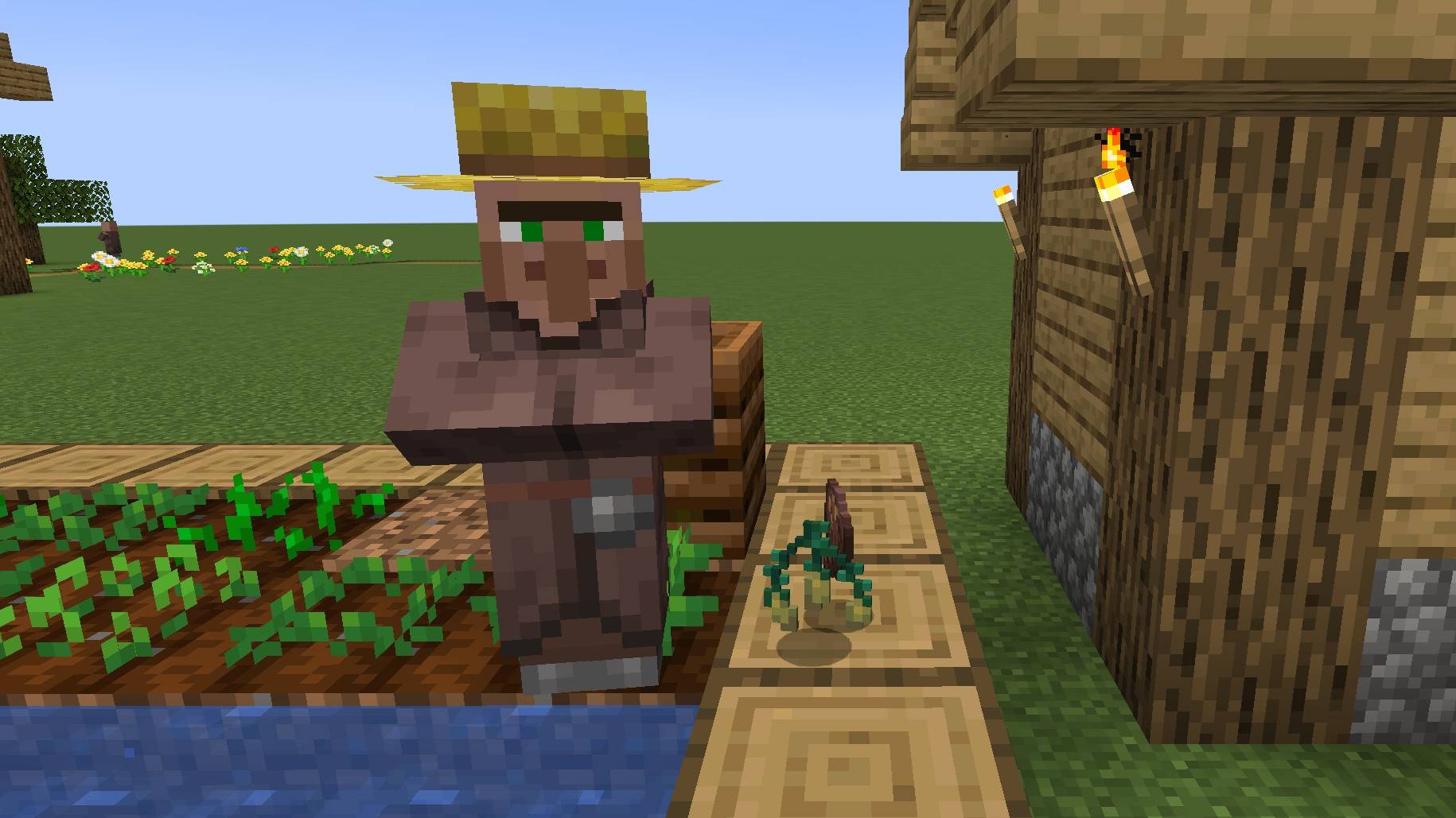 Standing by his composter, eyes locked on the seeds just a block away, the farmer denies everything. “I don’t take what’s not mine!” Good. Because Hands Off, Villagers! won’t let him.