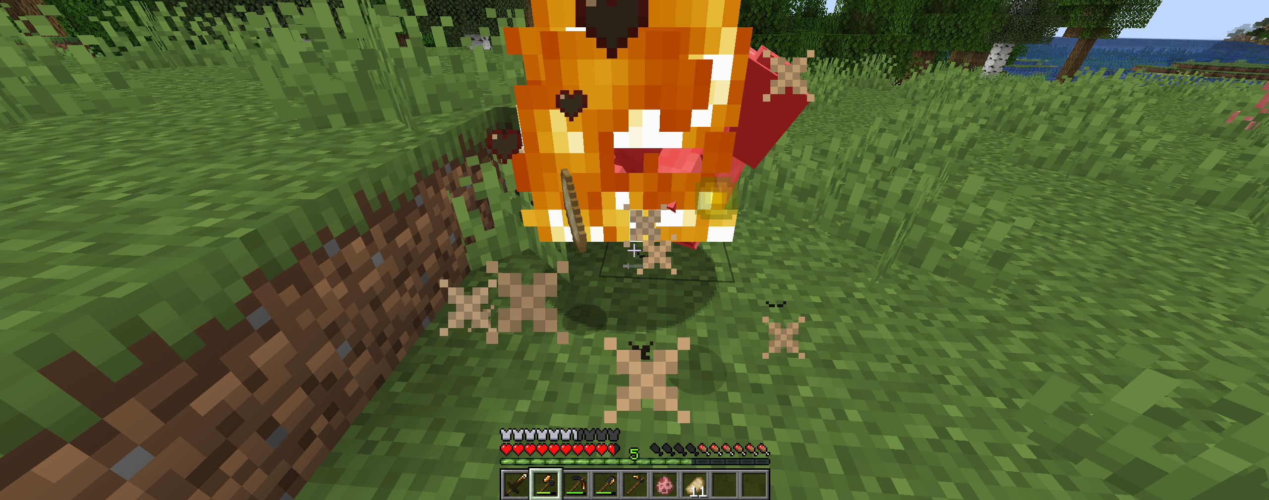 Thumbnail Here you can see what happens when you kill mobs with the Coal Axe! It sets them on fire, and it cooks their raw meat!