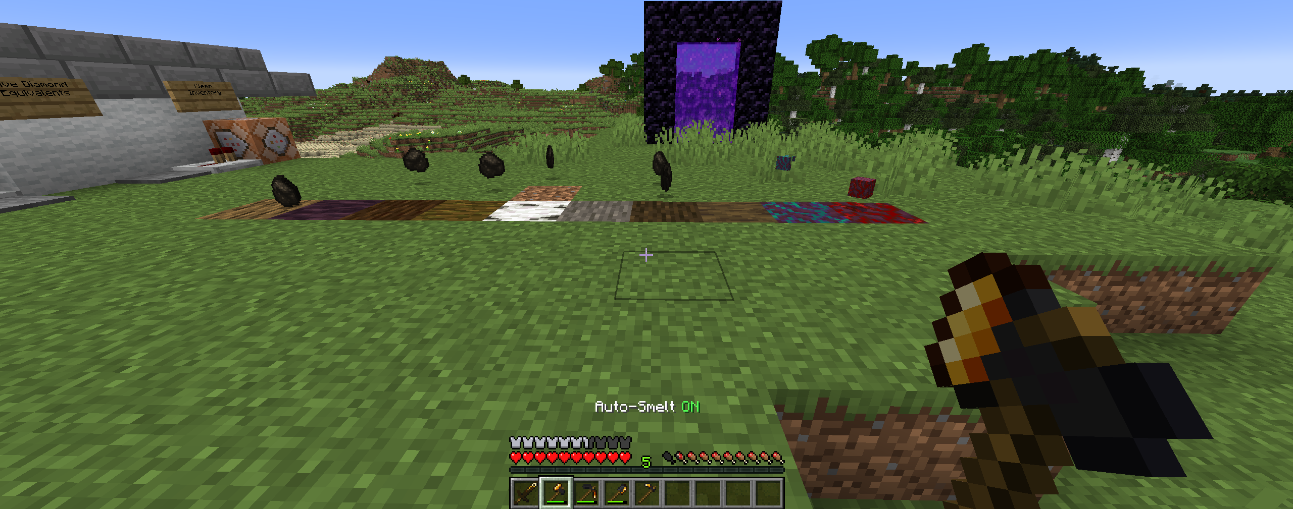 Thumbnail Here you can see, with Auto-Smelt toggled On, chopping most Log types will get you Charcoal!