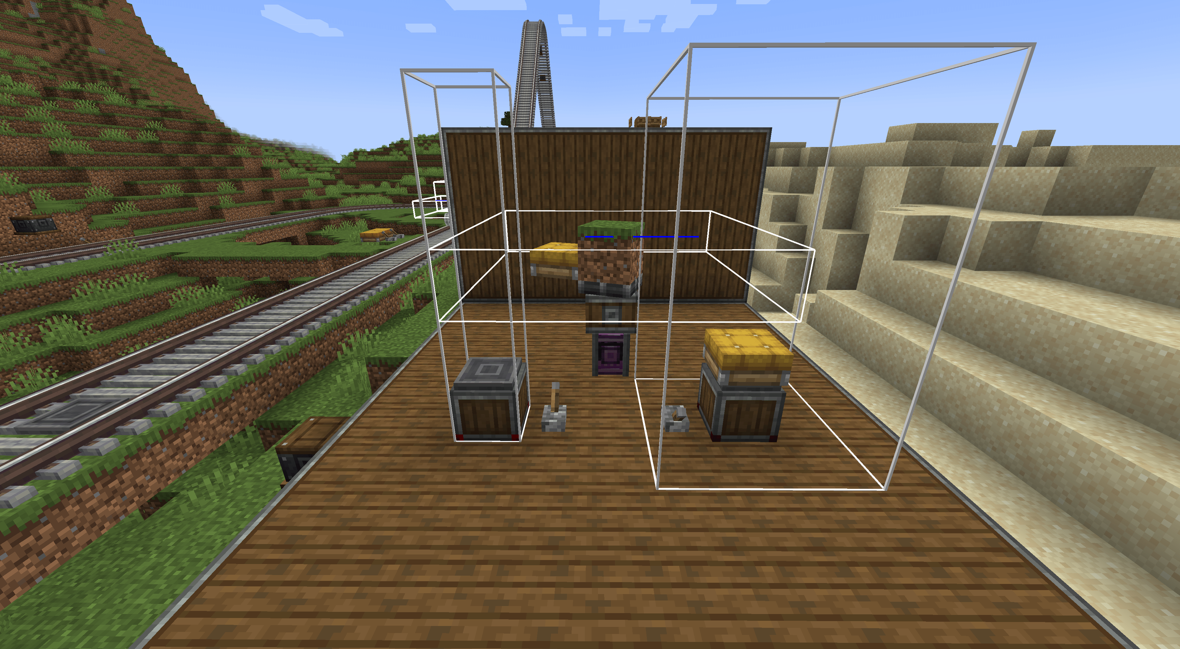 Thumbnail The lock blocks display their range when Hitboxes are enabled. The block on the right has been configured to have slightly higher range.