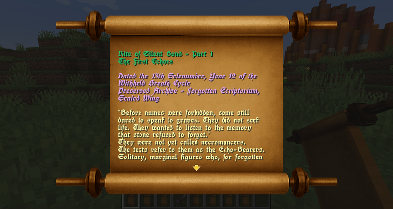 Readable & scrollable scrolls providing hints to unlock some forgotten knowledges