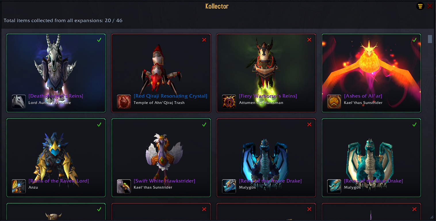 Main view of the addon