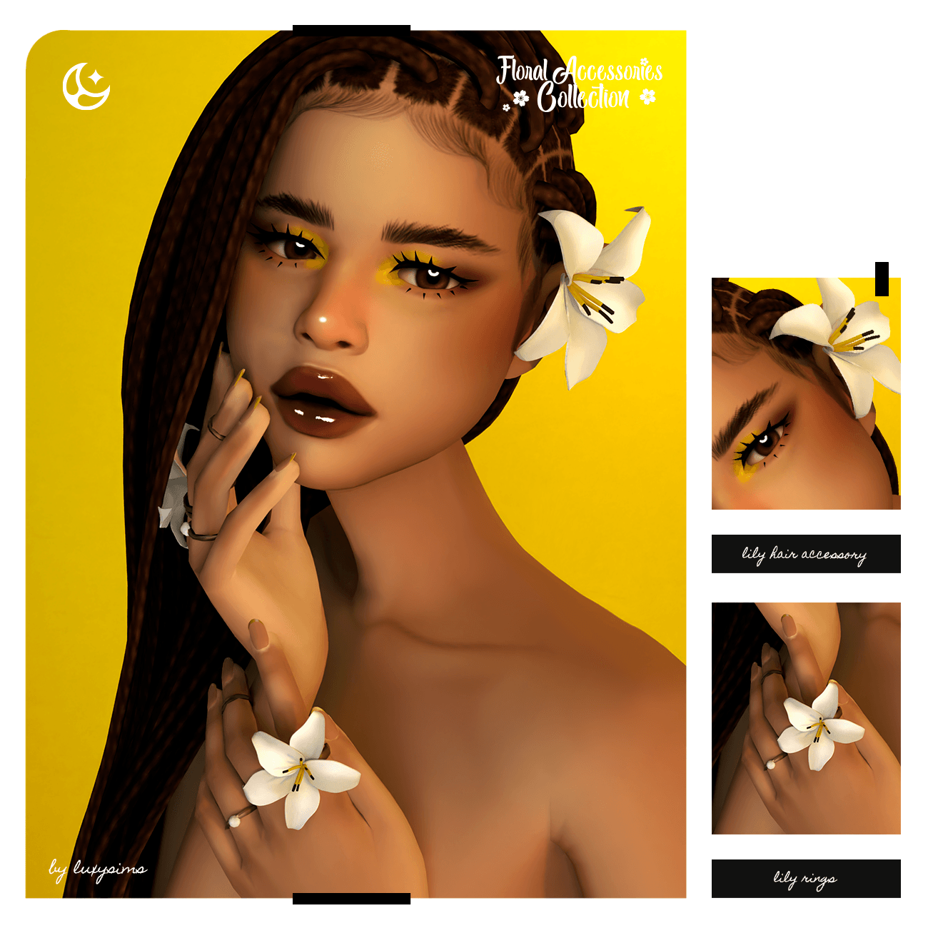 Luxy_FloralAccessoriesCollection_Lily_Rings+HairAccessory.png