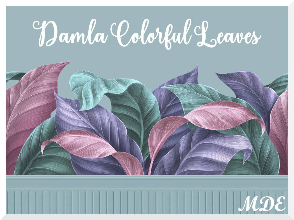 Thumbnail Damla Colorful Leaves Wallpaper - 6 Swatches + 6 matching plain paints