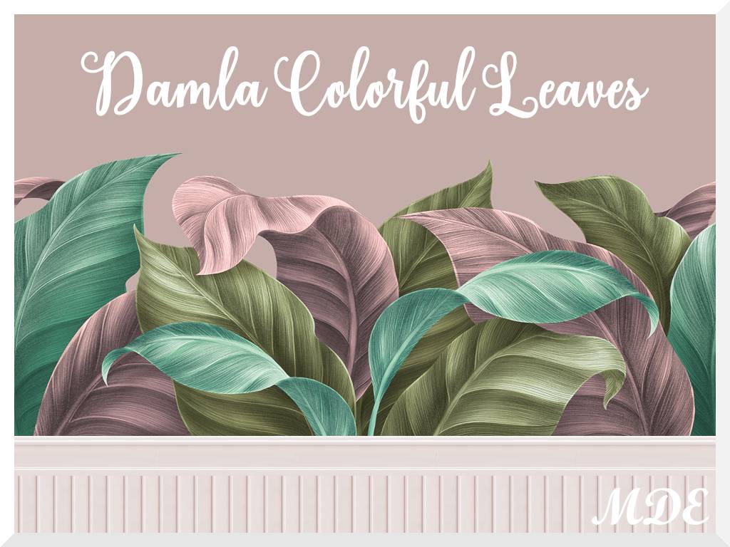Thumbnail Damla Colorful Leaves Wallpaper - 6 Swatches + 6 matching plain paints