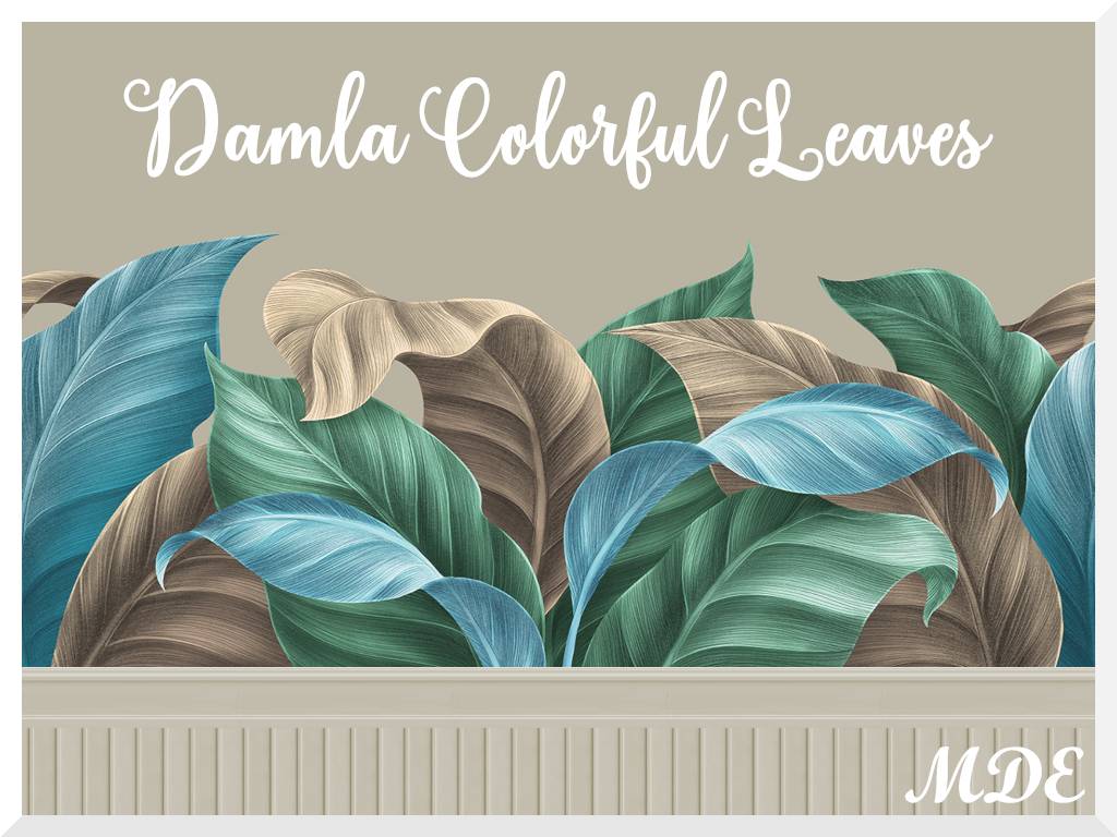 Thumbnail Damla Colorful Leaves Wallpaper - 6 Swatches + 6 matching plain paints