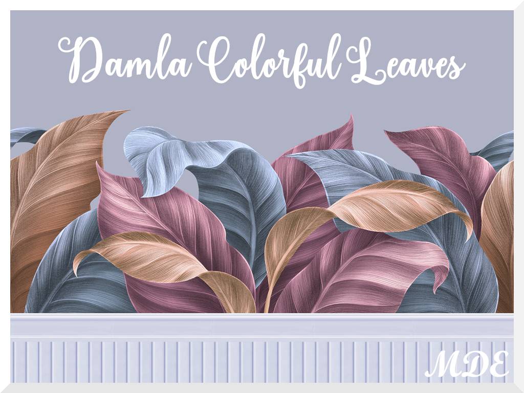 Thumbnail Damla Colorful Leaves Wallpaper - 6 Swatches + 6 matching plain paints