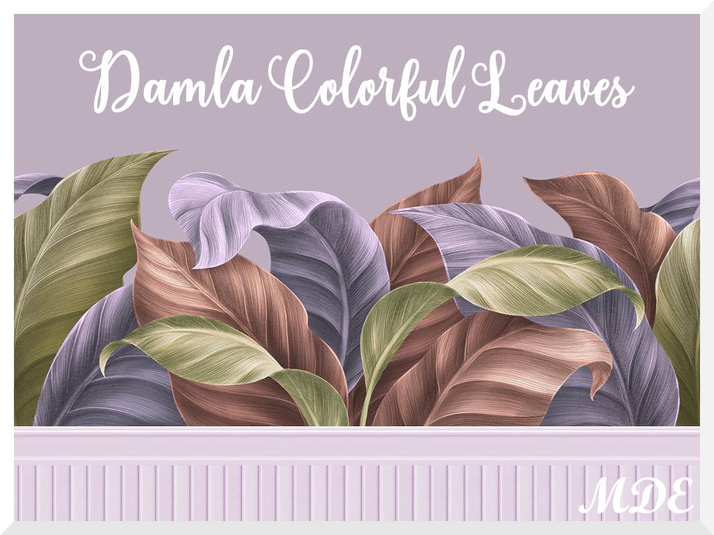 Thumbnail Damla Colorful Leaves Wallpaper - 6 Swatches + 6 matching plain paints