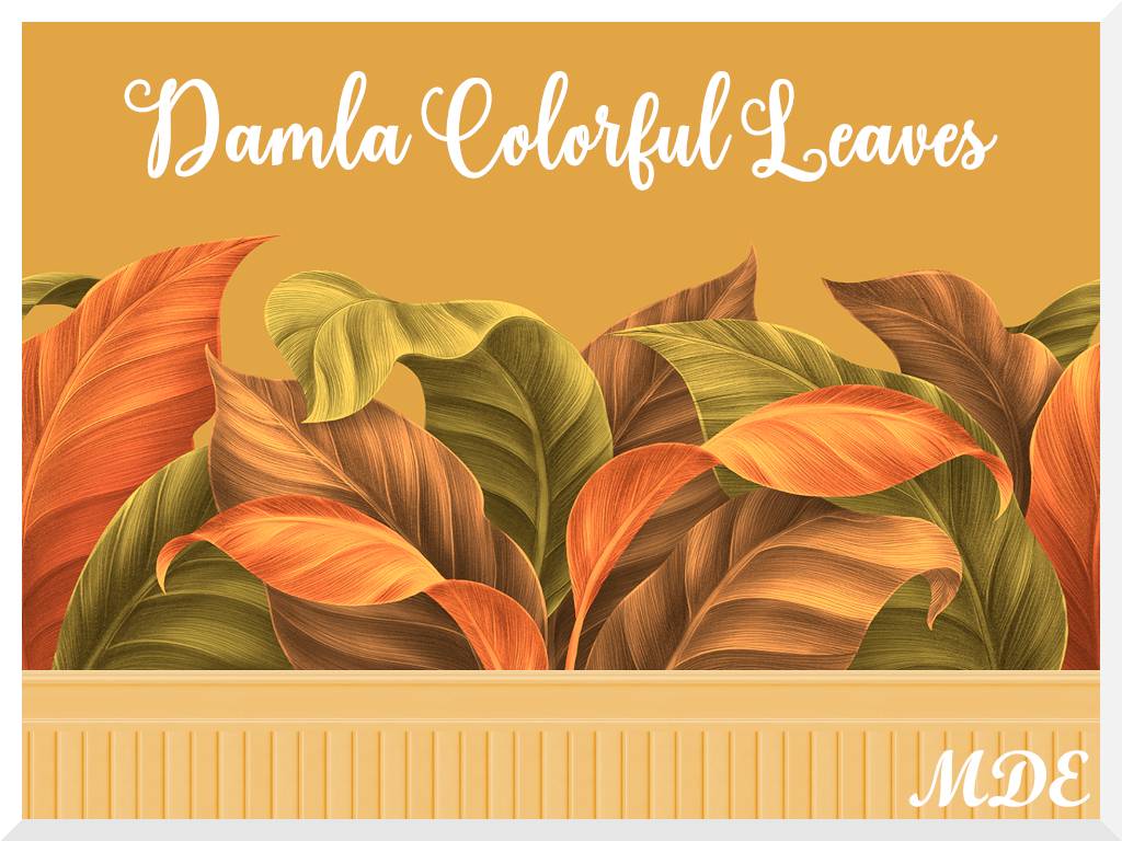 Thumbnail Damla Colorful Leaves Wallpaper - 6 Swatches + 6 matching plain paints