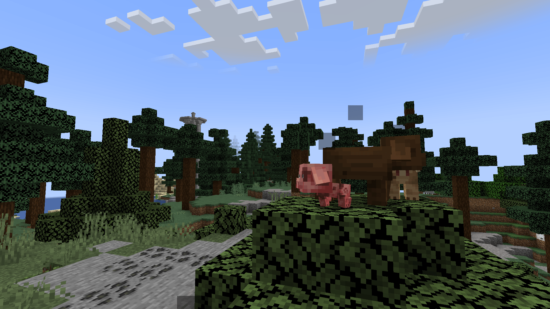 Thumbnail Porkier Pigs in a Terralith Biome, with a waystone tower in the background.