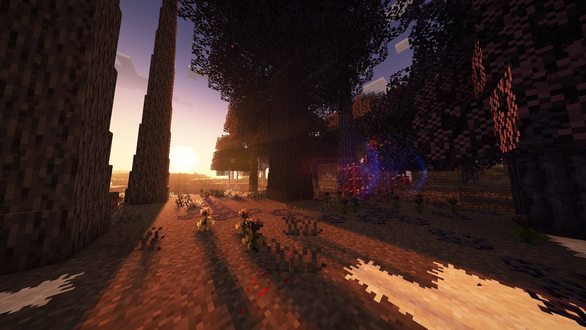Thumbnail A beautiful view of a sunset with the built-in shaders enabled.