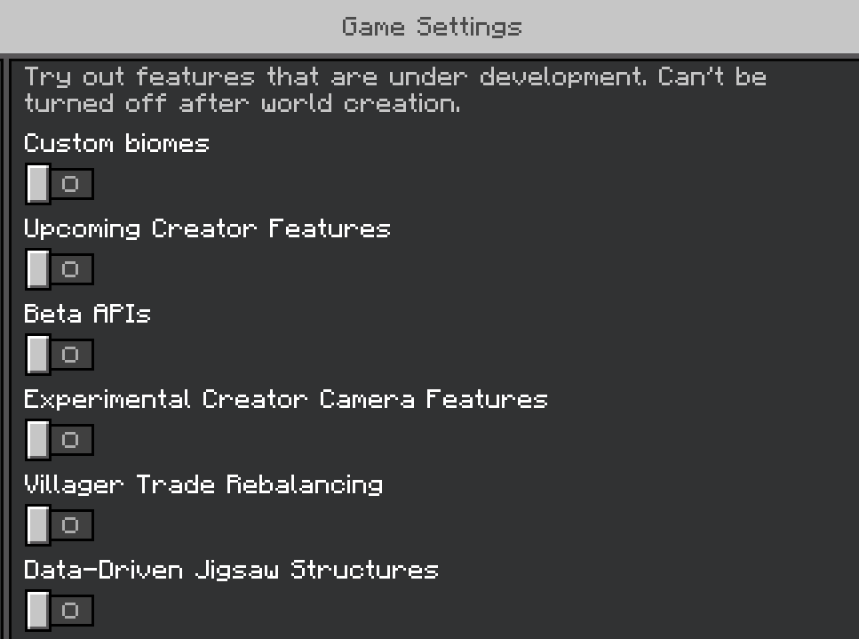 all experimental toggles off