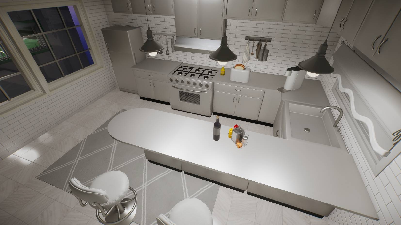 MH Mid-Century Modern Kitchen Set - White - inZOI Build Mode - CurseForge, image size:1654x930