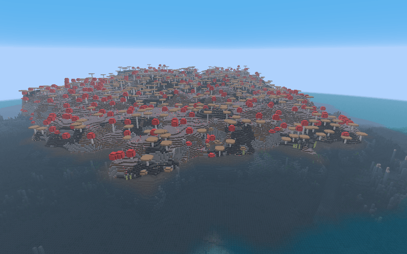 Thumbnail The mushroom islands got a big improvement, now featuring mud regions (in which brown mushroom generate more) as well as a new ocean type that borders around it the Stone ocean with stone spikes poking up