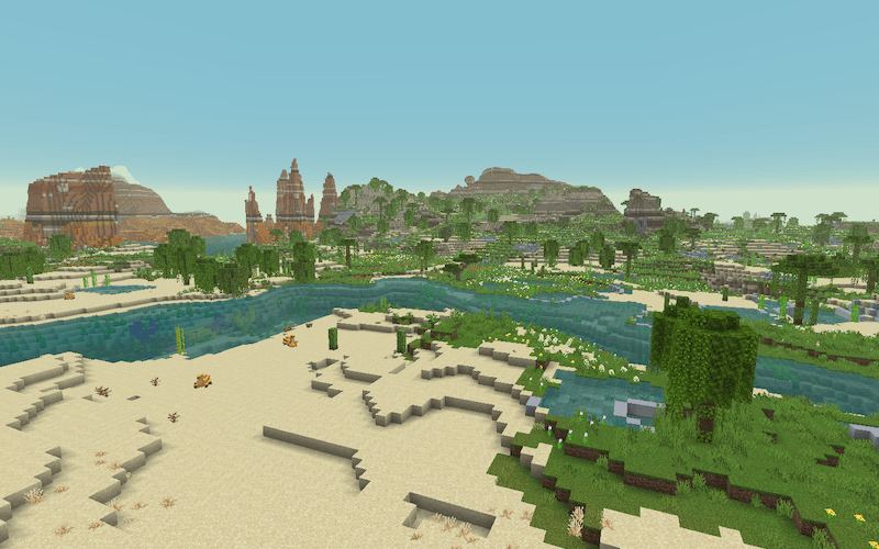 Thumbnail This warm biome with foliage is located with the deserts in the drier regions, despite its location it always features a lush cave bellow it