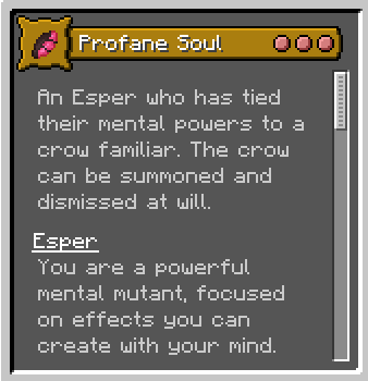 Thumbnail An Esper mutant who ties their psychic powers to a living phylactery.
