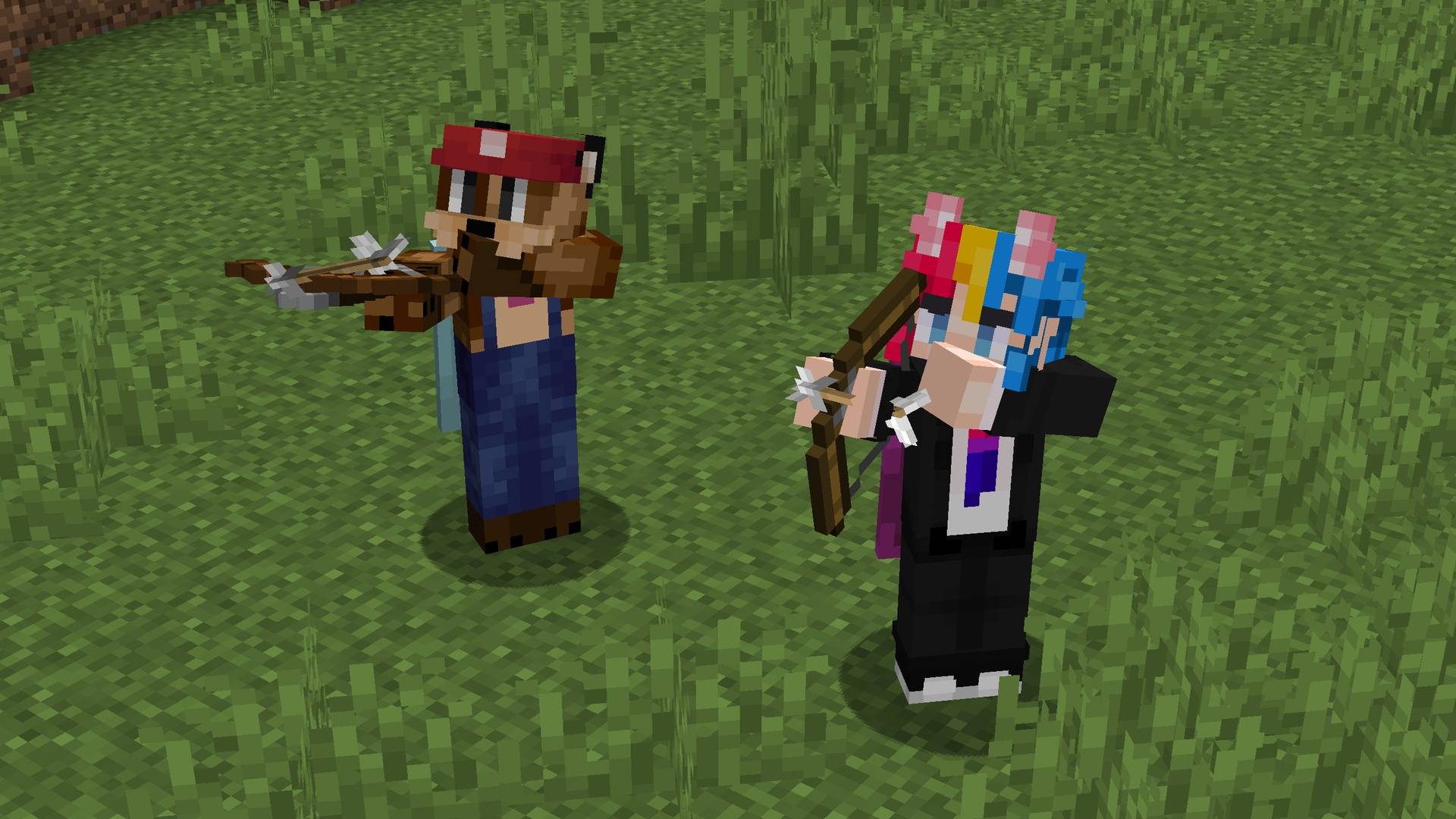 Two players holding bows