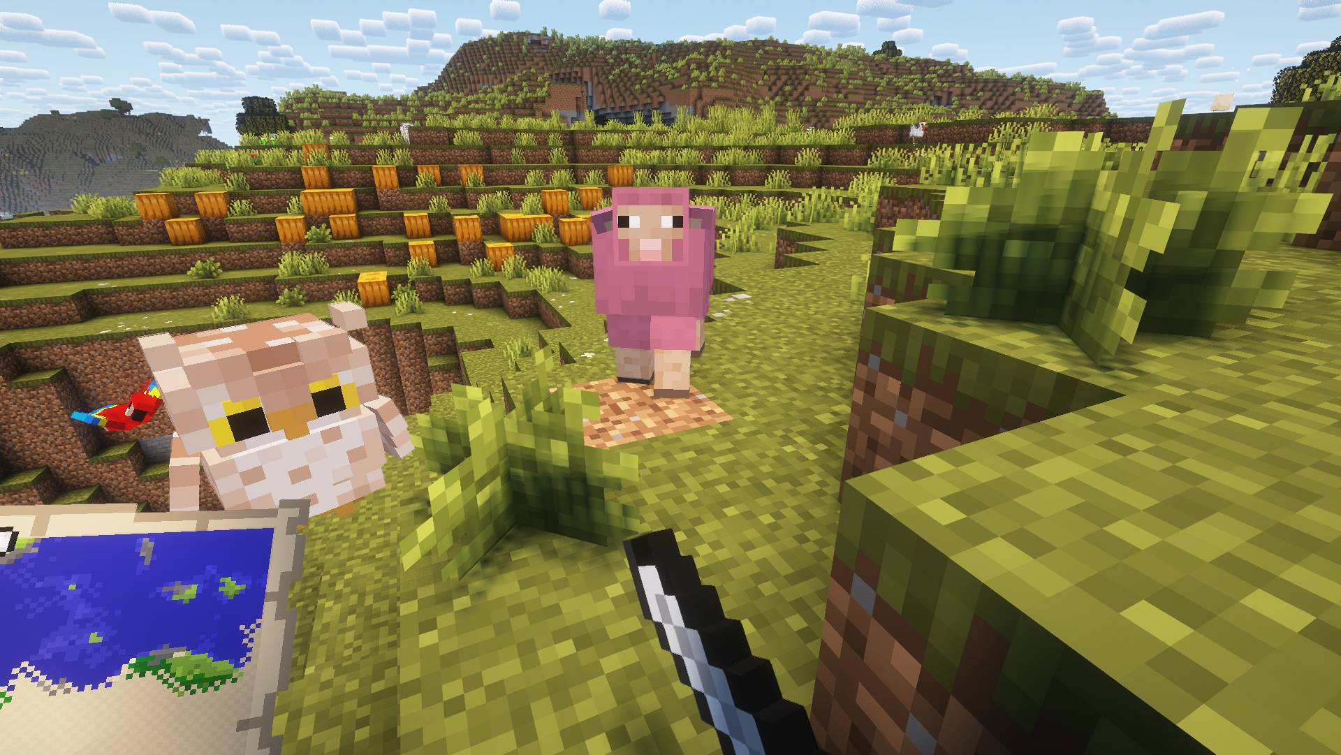 Most mobs has new behaviour thanks to Fresh Animations. Also some mods adds new passive mobs such as owls and meerkats.