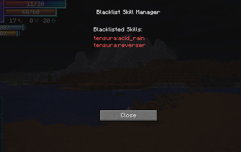 Shows the blacklisted skills