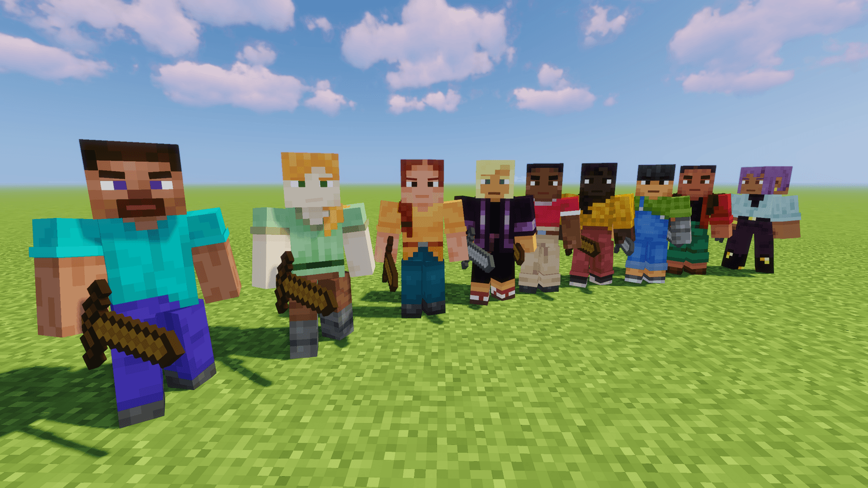 Thumbnail Ever wanted Steve or Alex to fight alongside you? Now you can have them! For Recruits and Workers, you have to nametag these guys if you want them in your faction or workforce. They're also in the "Villagers Only" pack!