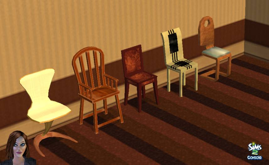 Thumbnail The Sims 2 console dining chairs as seen in the GameCube version
