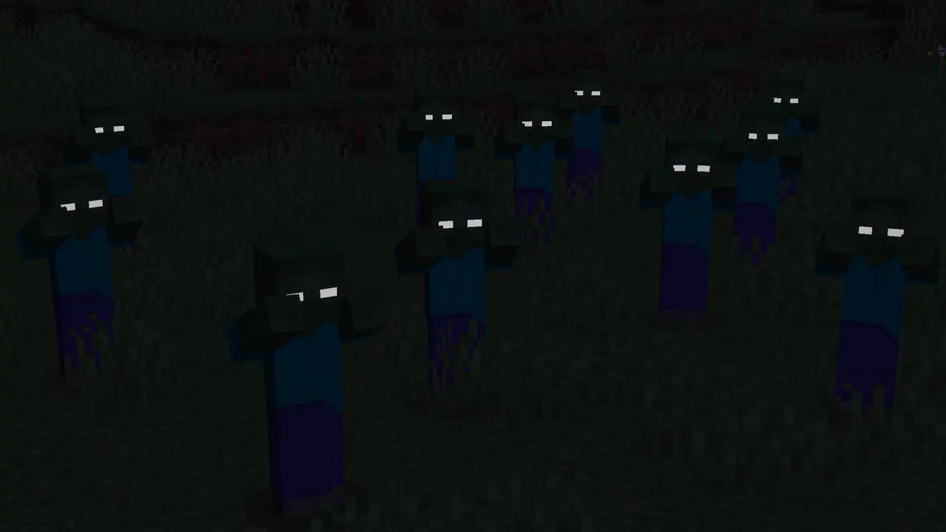 A group of zombies with emissive eyes