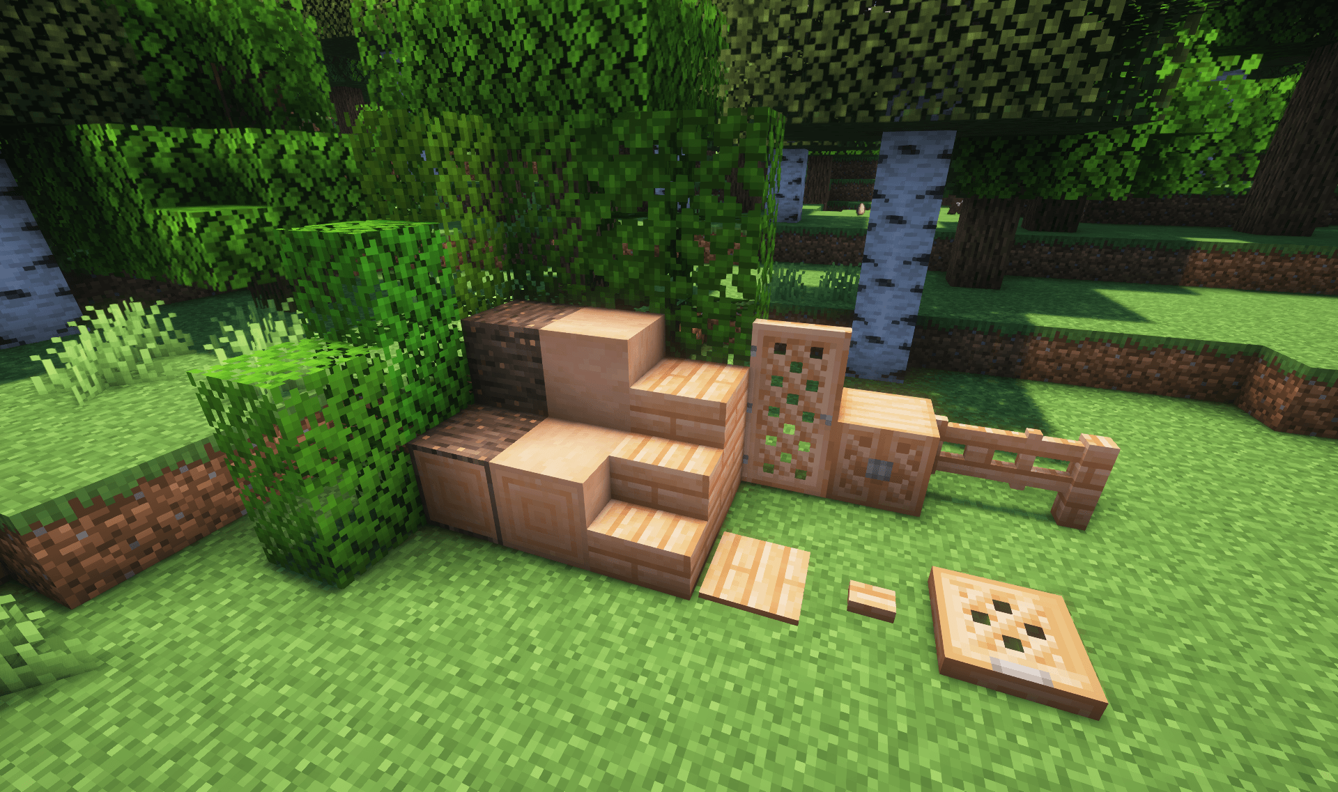 Thumbnail The Fruit wood set. Also showcases the leaves that come on the various trees: Left to right: Lemon, Lime, Orange, Grapefruit, Hazelnut, Apple.