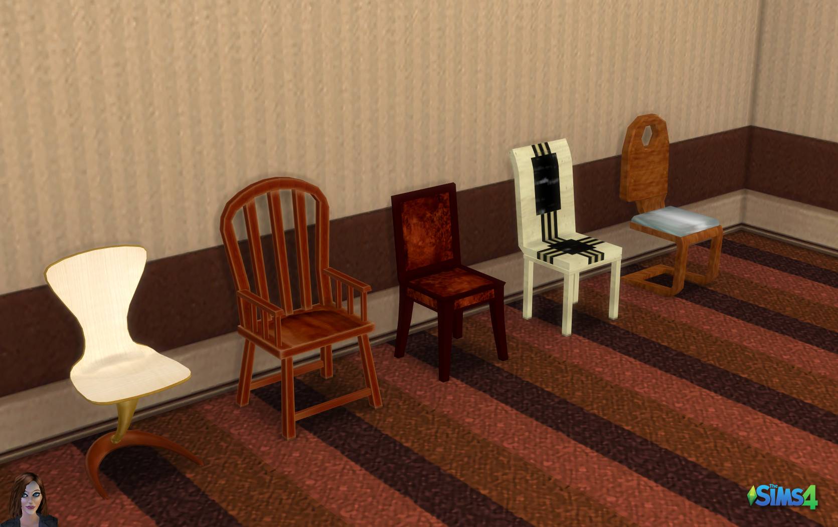 Thumbnail The Sims 2 console dining chairs in The Sims 4