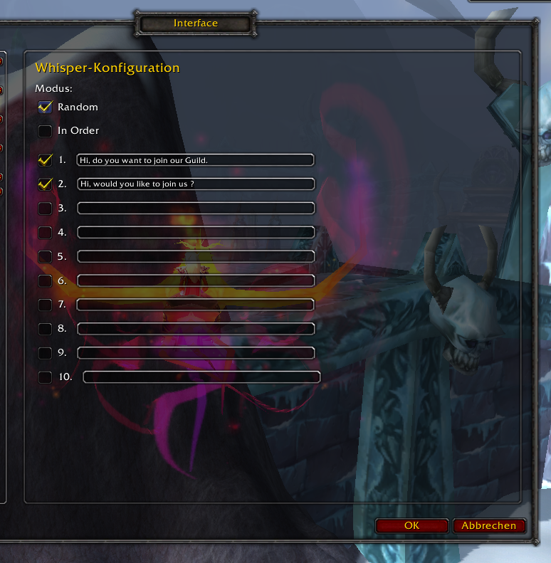 Thumbnail Whisper Quick Messages can be defined here!