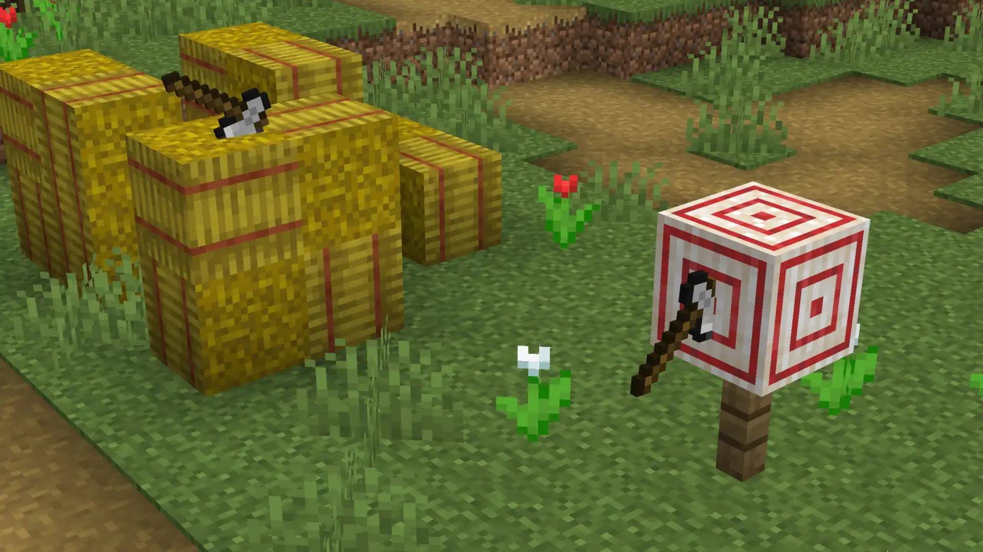 A throwing axe in a target