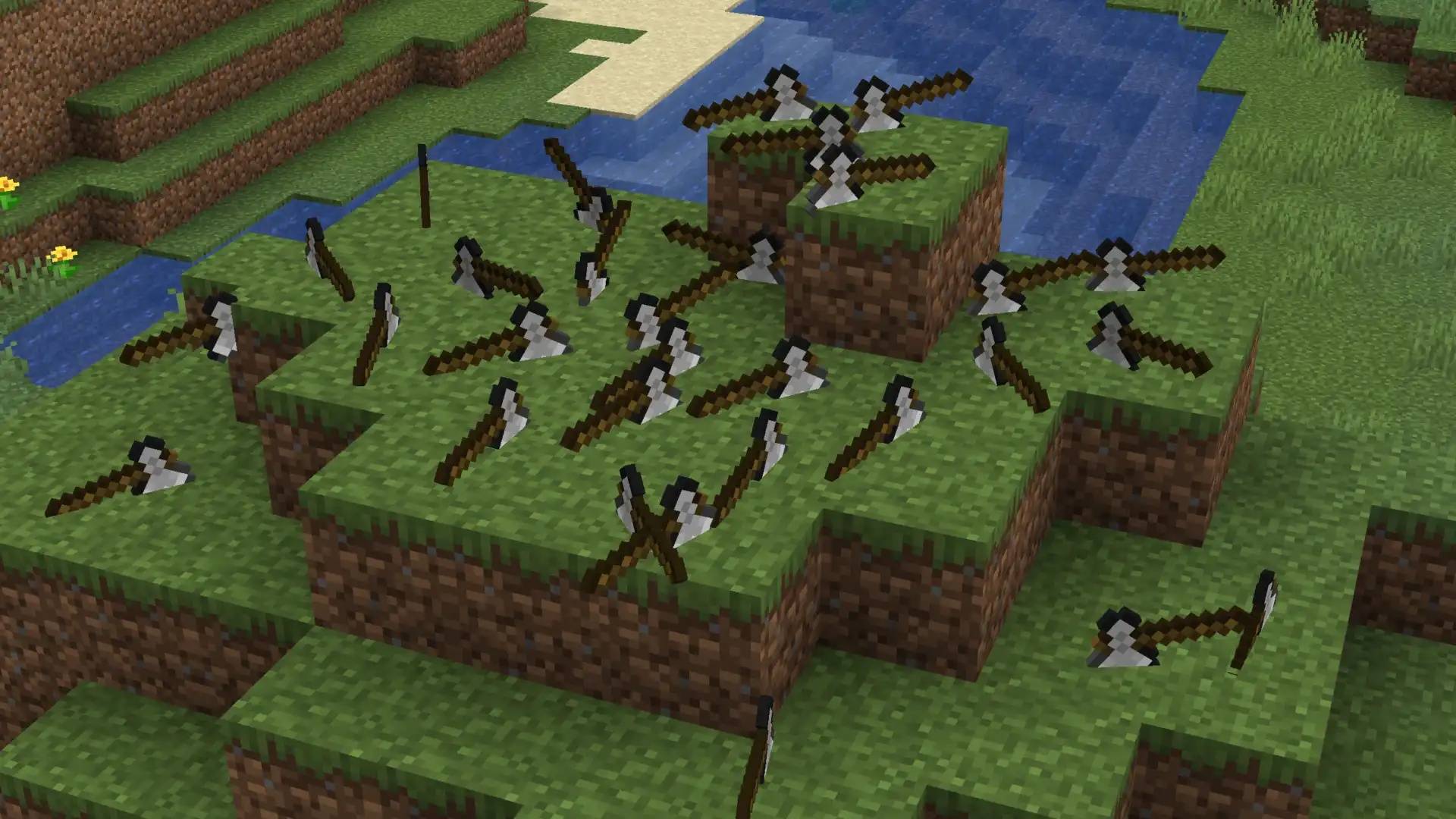 A hill covered in throwing axes