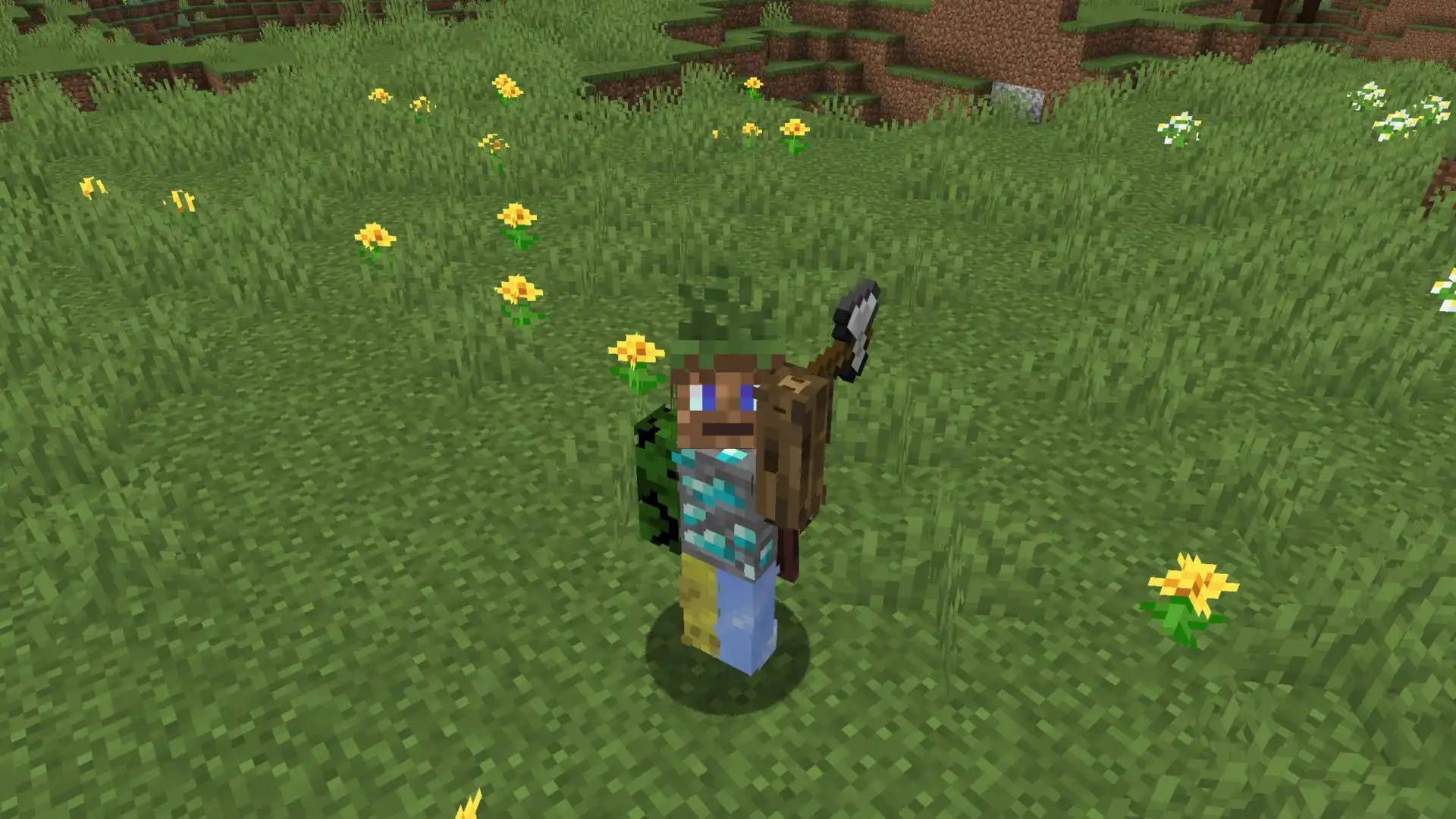 A throwing axe being held