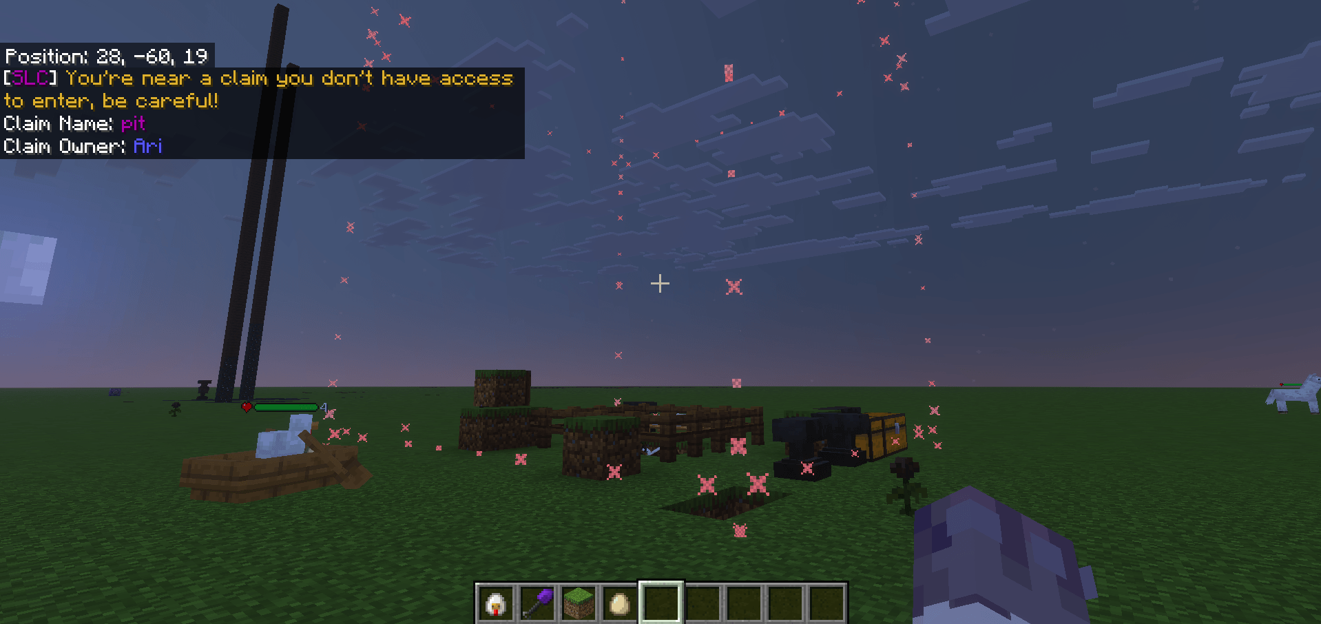 When not allowed to enter a claim, the border particles will render as red, and you will be notified in the chat.